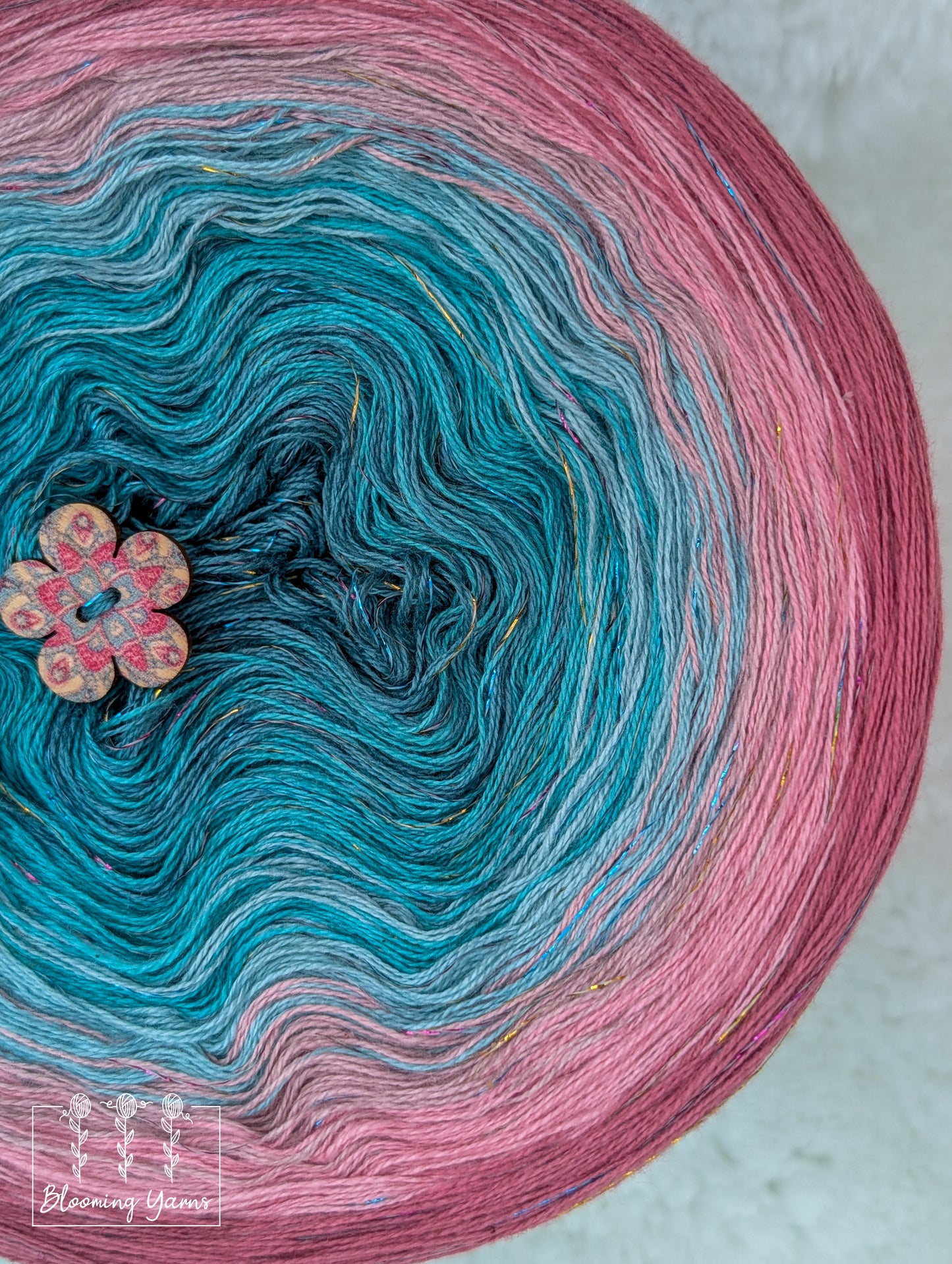 Gradient ombre yarn cake colour combination C390 " Blush & Teal Serenity"