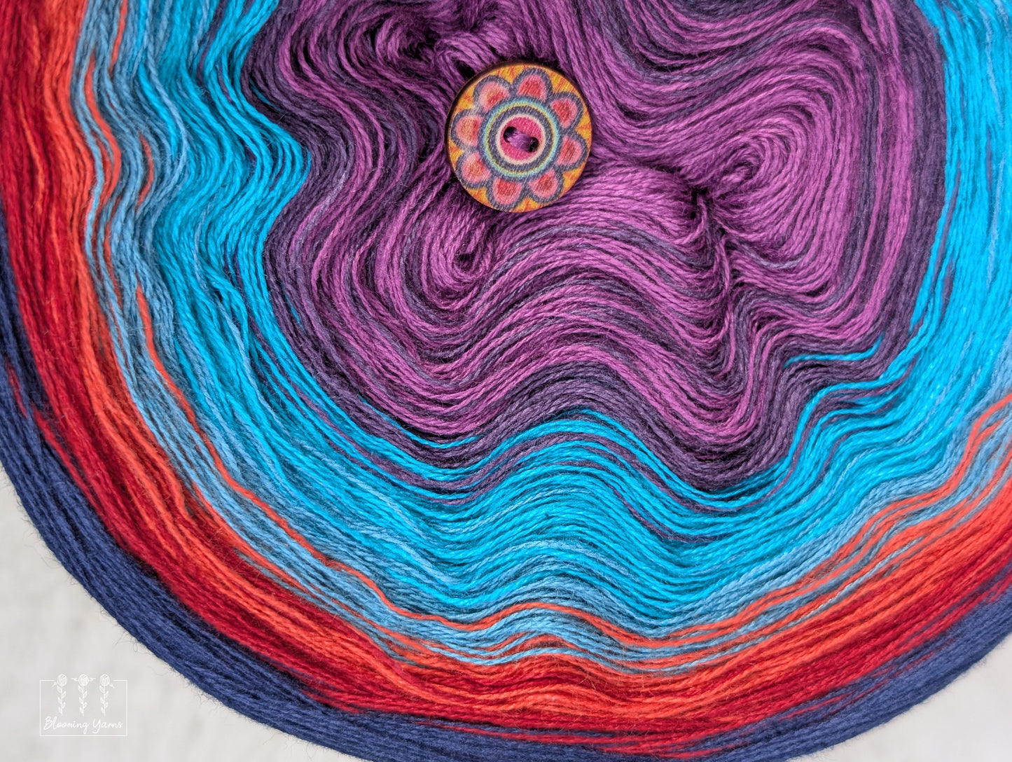 "Royal Ember" gradient ombre yarn cake