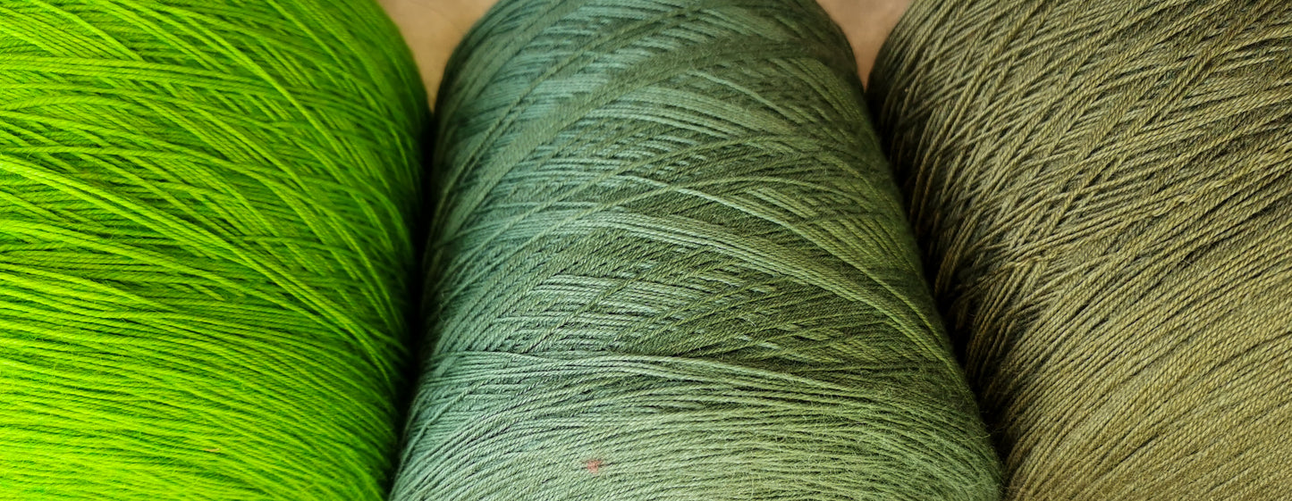 wool/nylon blend yarn in neon green